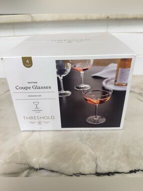 Threshold Clear Coupe Glasses with Rose Cocktail Accent (Set of 4)